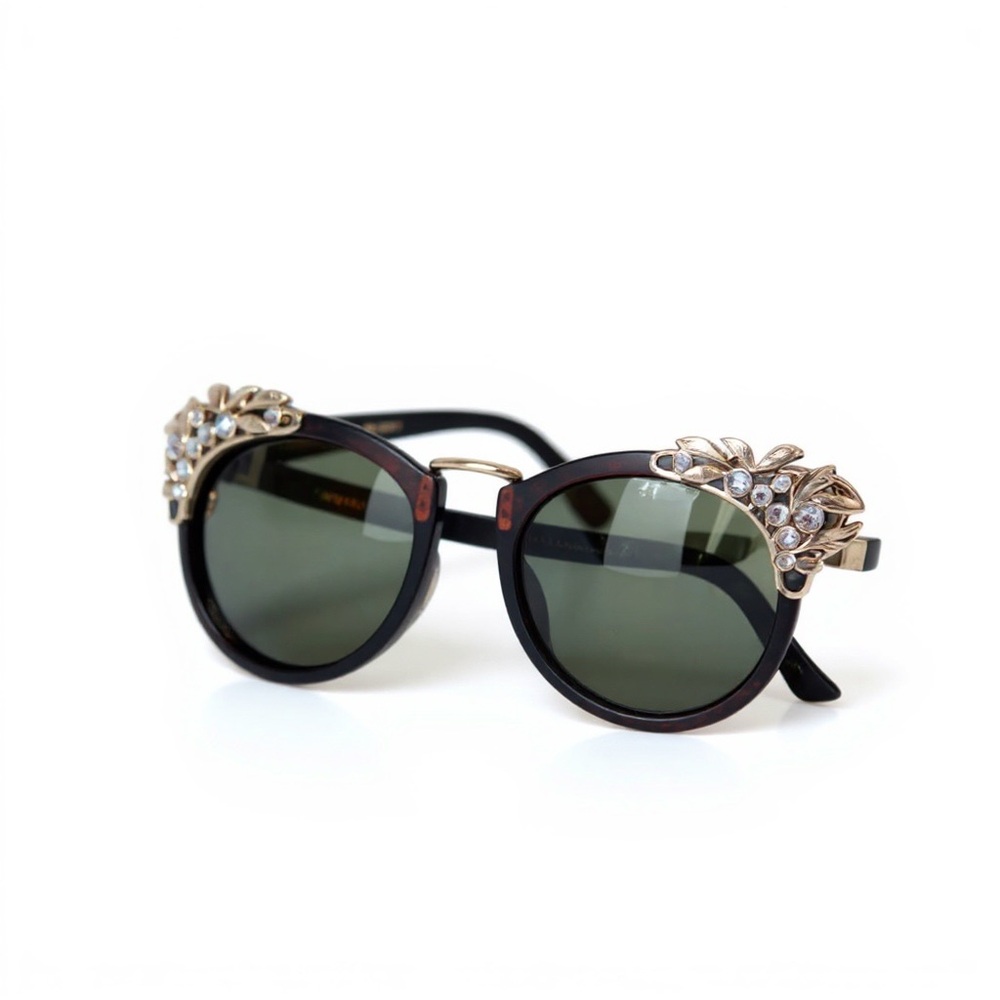 Promo 2x15 Chic Black and Gold Embellished Sunglasses New